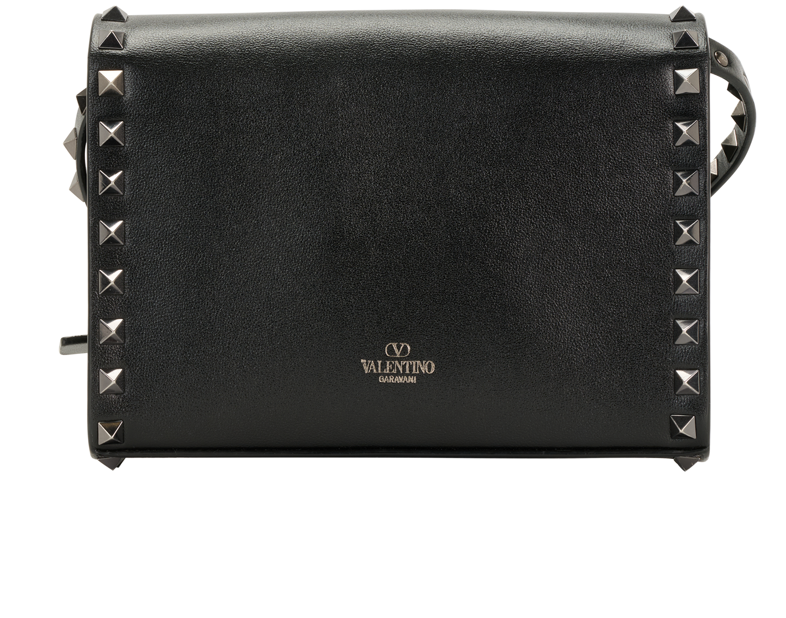 Mini Rockstud Flap, &pound;525, Handbags, Black, Leather, Back view